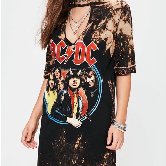 Vintage AC/DC Acid Wash T-shirt Dress - Picture 5 of 5